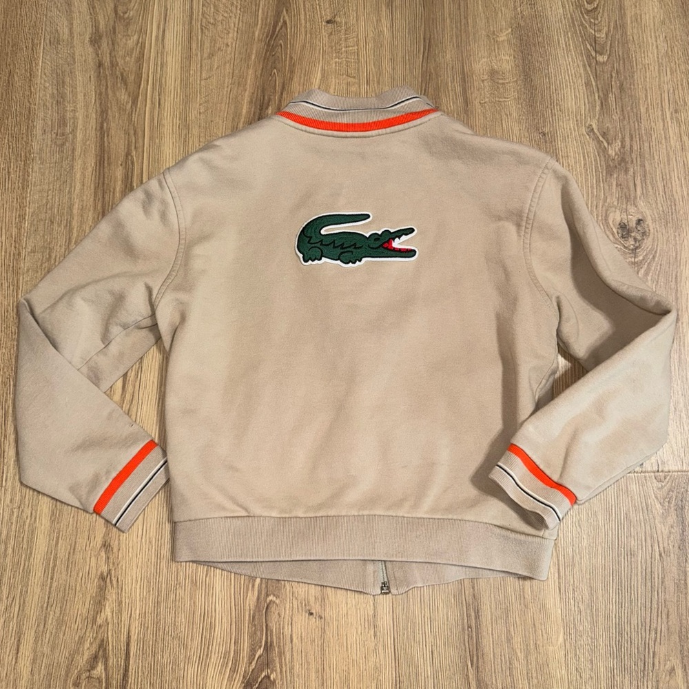 Lacoste Boys Bomber Jacket Large Logo Full Zip Size 12 READ